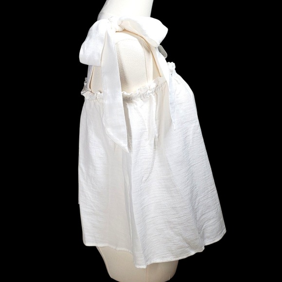 Outerknown Oasis Top Womens Medium White Bows Organic Cotton Boho Beach Coastal - Picture 2 of 12